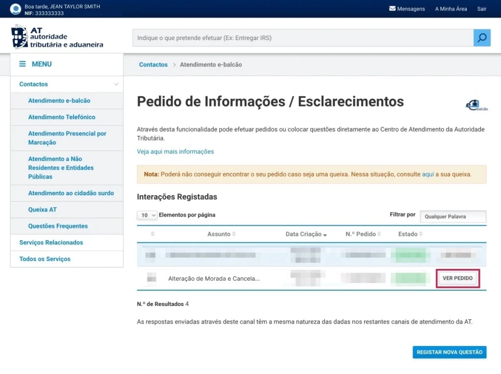 Modification du document (NIFPORTUGAL.NET)
